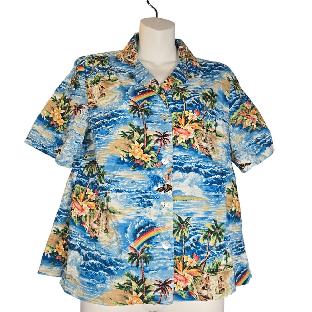Hummingbird Womens Medium Novelty Shirt‎ Hawaiian Vacation Beach Ocean Island